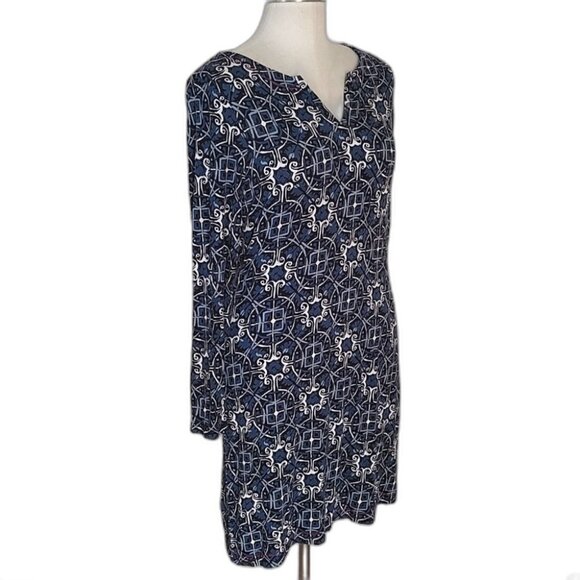 🔥HP🔥Hatley Long Sleeve Stretch Dress Size Medium Blues Mandarin Collar - Picture 3 of 9